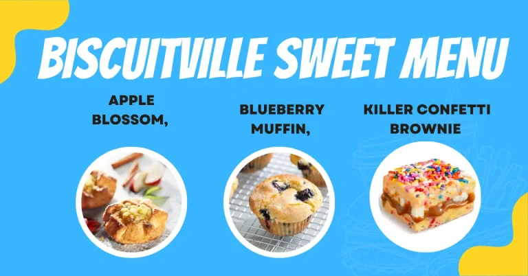 Biscuitville sweet menu Apple Blossom, Blueberry Muffin, and Killer Confetti Brownie