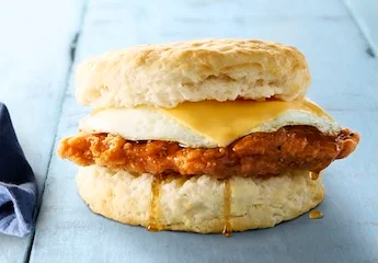 SPICY HONEY CHICKEN EGG CHEESE BISCUIT